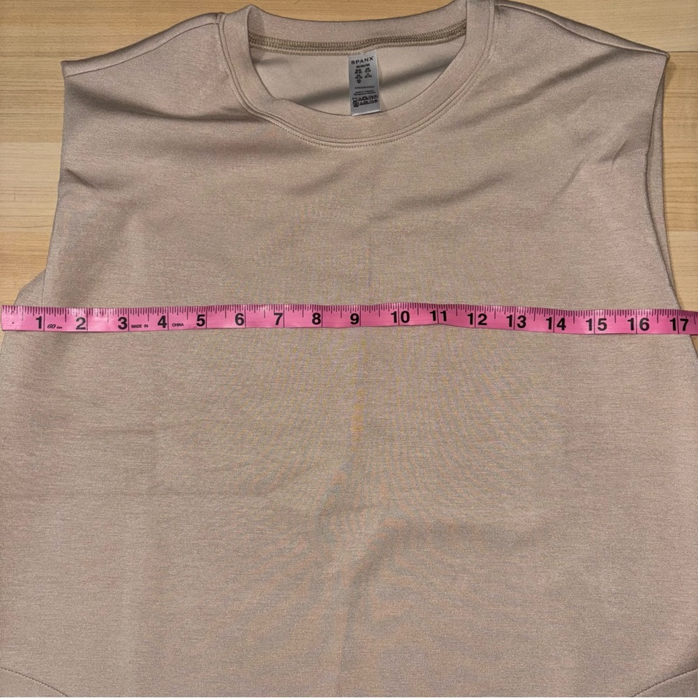 SPANX Air Essentials Sleeveless Scuba Knit Tank Dress Boxy Tahini Sz Medium NOTE - Picture 6 of 9